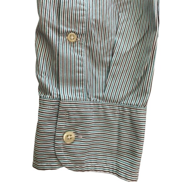 J Crew Shirtings VTG 2 Ply Cotton Striped Button Shirt Preppy Business Soft L - Picture 5 of 10